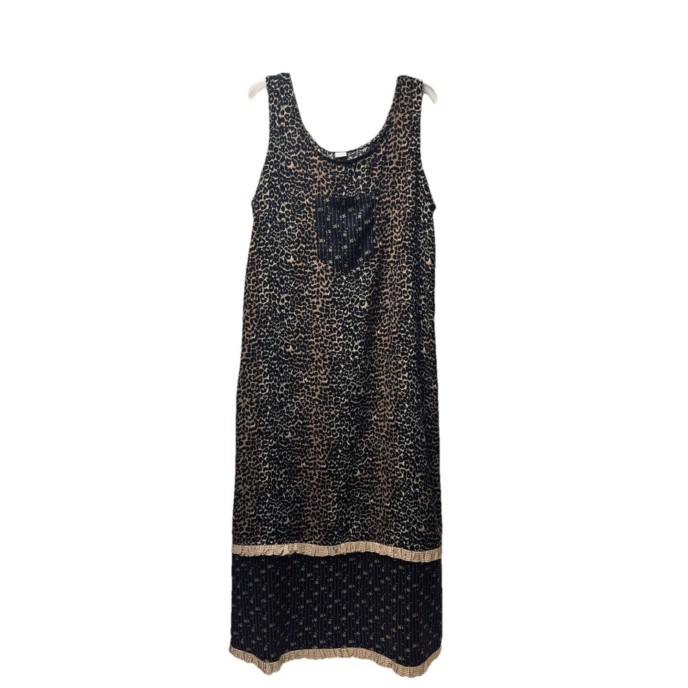 Cottagecore Prairie Maxi Dress M Animal Print Modest Farmhouse Summer Boho Gypsy